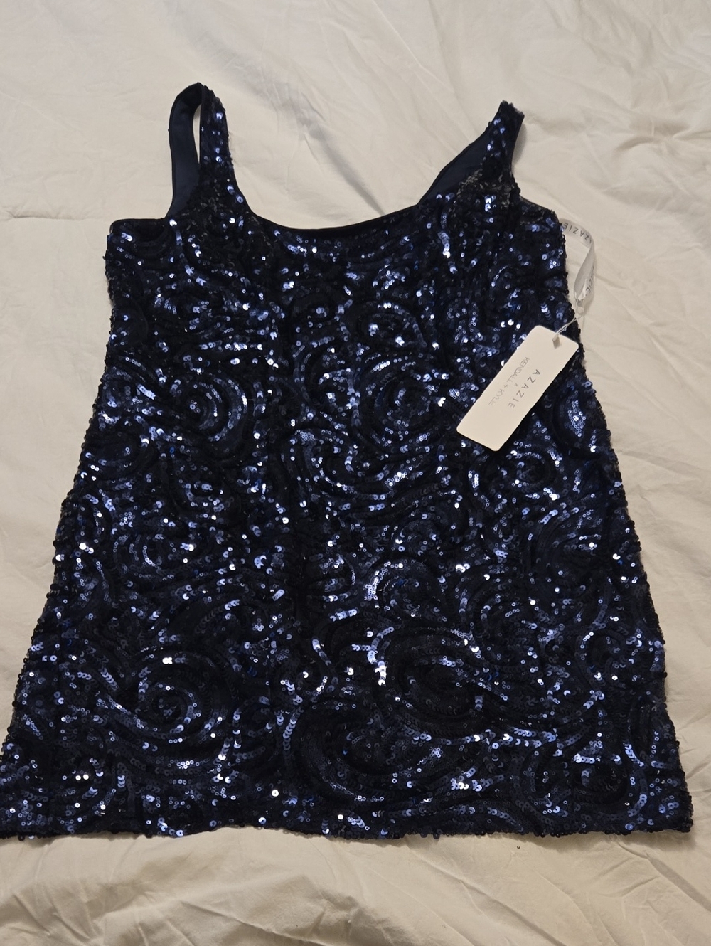 Azazie Navy Sequin Dress Top